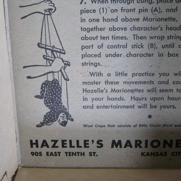 VTG 50's Hazelle's Marionette No. 901 DAPPER DAN Lifelike Puppet Brown Suit - Picture 9 of 10